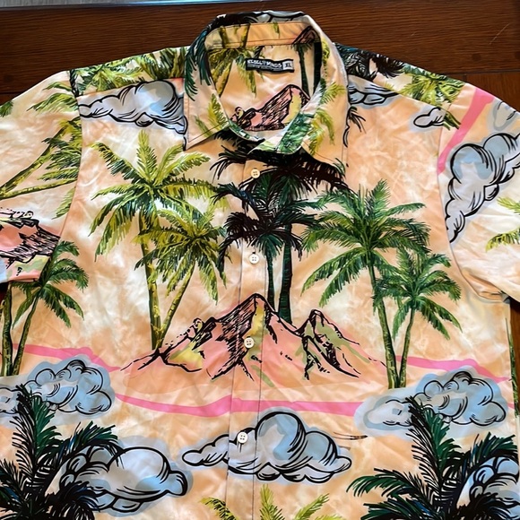Men's Rebel Minds Shirt XL Funky Tropical Palm trees. Short sleeves button up - Picture 2 of 7